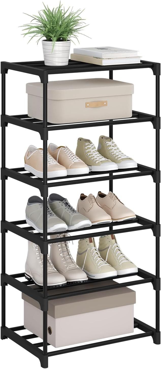 Woltu Schuhregal, offener Schuhschrank Metall. 6 Ebenen für 12 Paar Schuhe