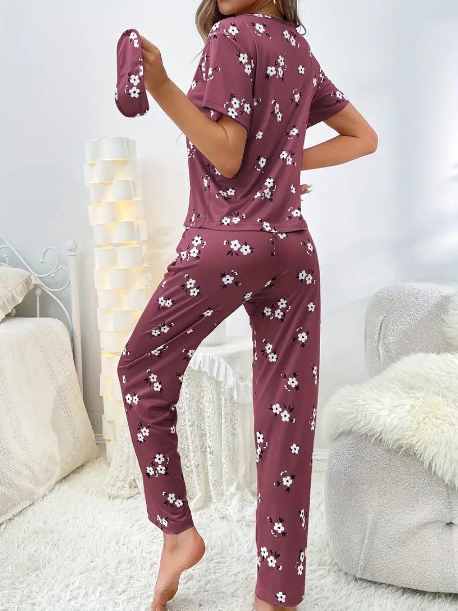 Elegant Love Pyjama Damen-Schlafanzug-Set mit Blumenmuster günstig online kaufen