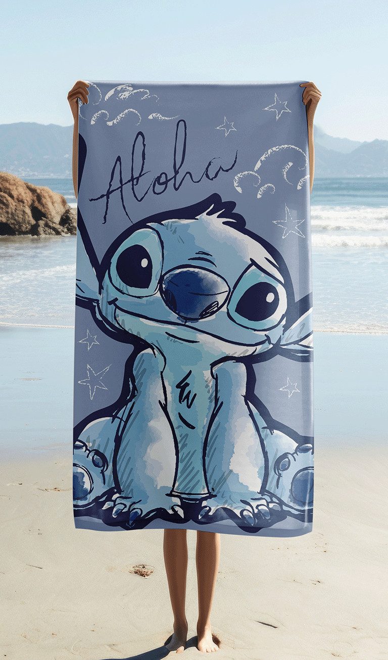 Jerry Fabrics Handtücher Disney Lilo & Stitch Badetuch Strandtuch Duschtuch 70x140cm Baumwolle, (1 Duschtuch, 1-St), Langlebig