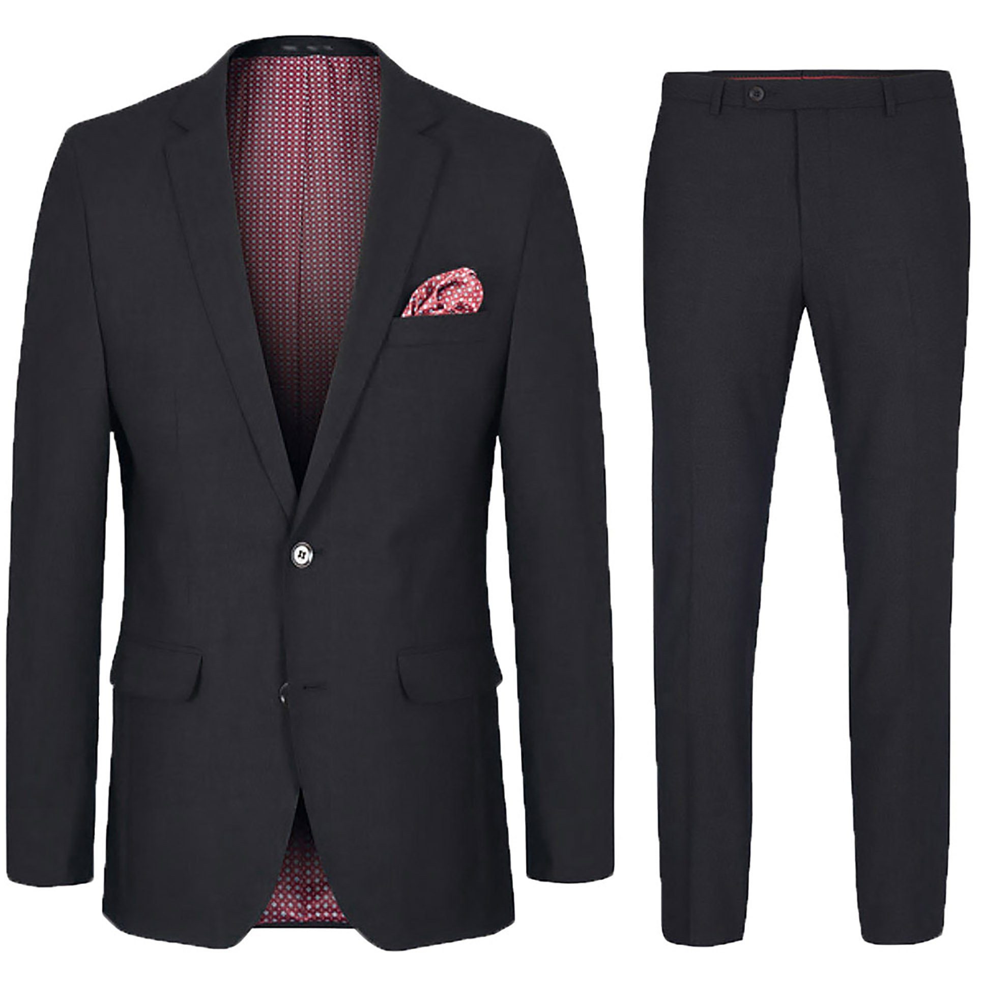Paul Malone Anzug Herrenanzug modern slim fit Anzug für Männer - stretch (Set, 2-tlg., Sakko mit Hose) schwarz HA13, Gr. 106