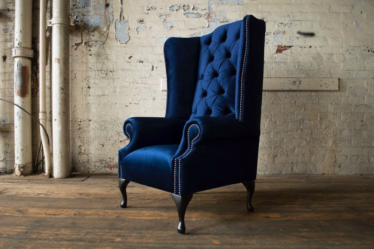 Xlmoebel Ohrensessel Chesterfield Relax Sessel Polster Couch Designer Royal Blau (1-St), Made in Europa