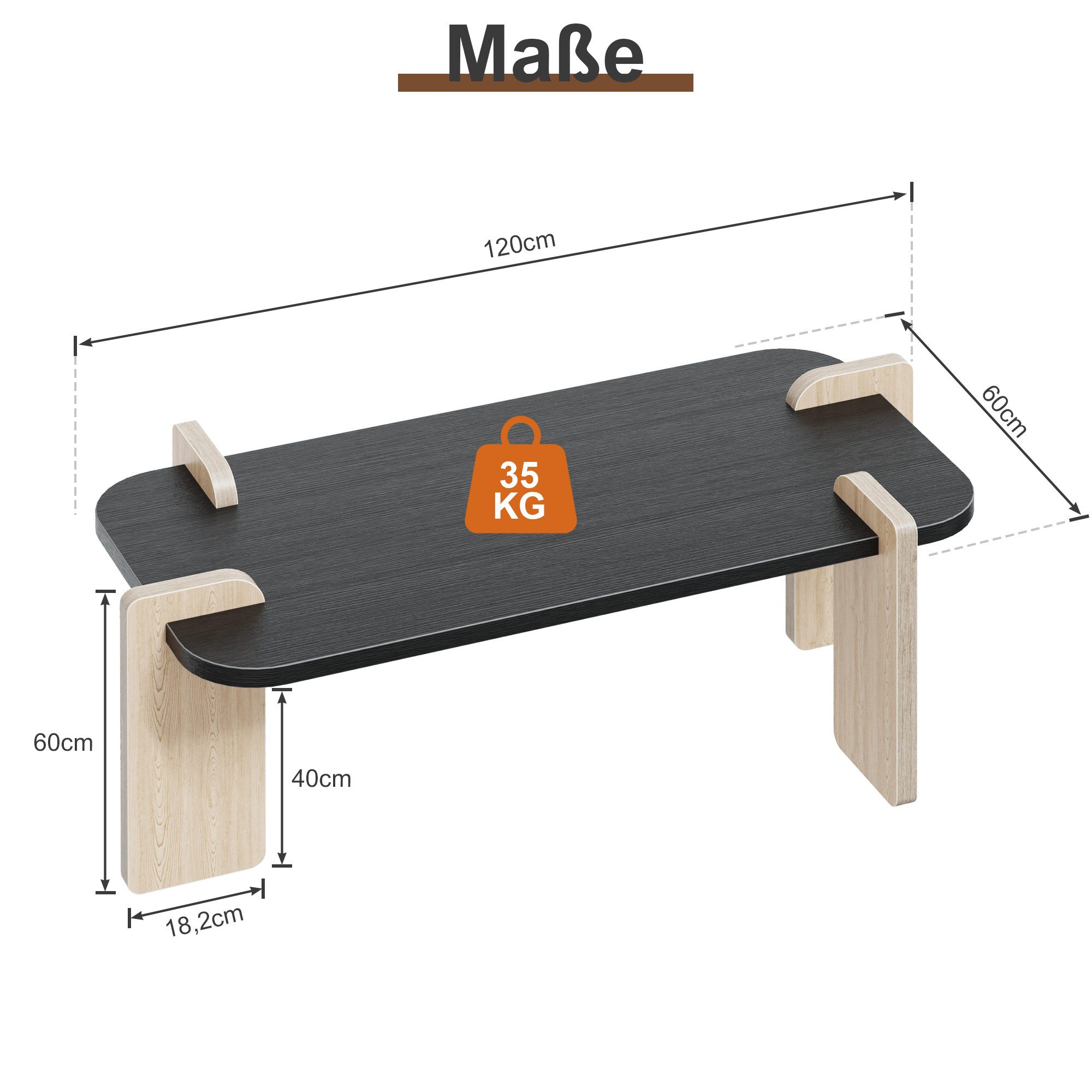OYRREU Couchtisch Holz-Optik Breite 108 cm, Schlitz-Zapfen-Verbindung, OTTO's CHOICE (Deko Wohnzimmer, einzigartig Set), hohe Stabilität, reine Holzverbindungstechnik
