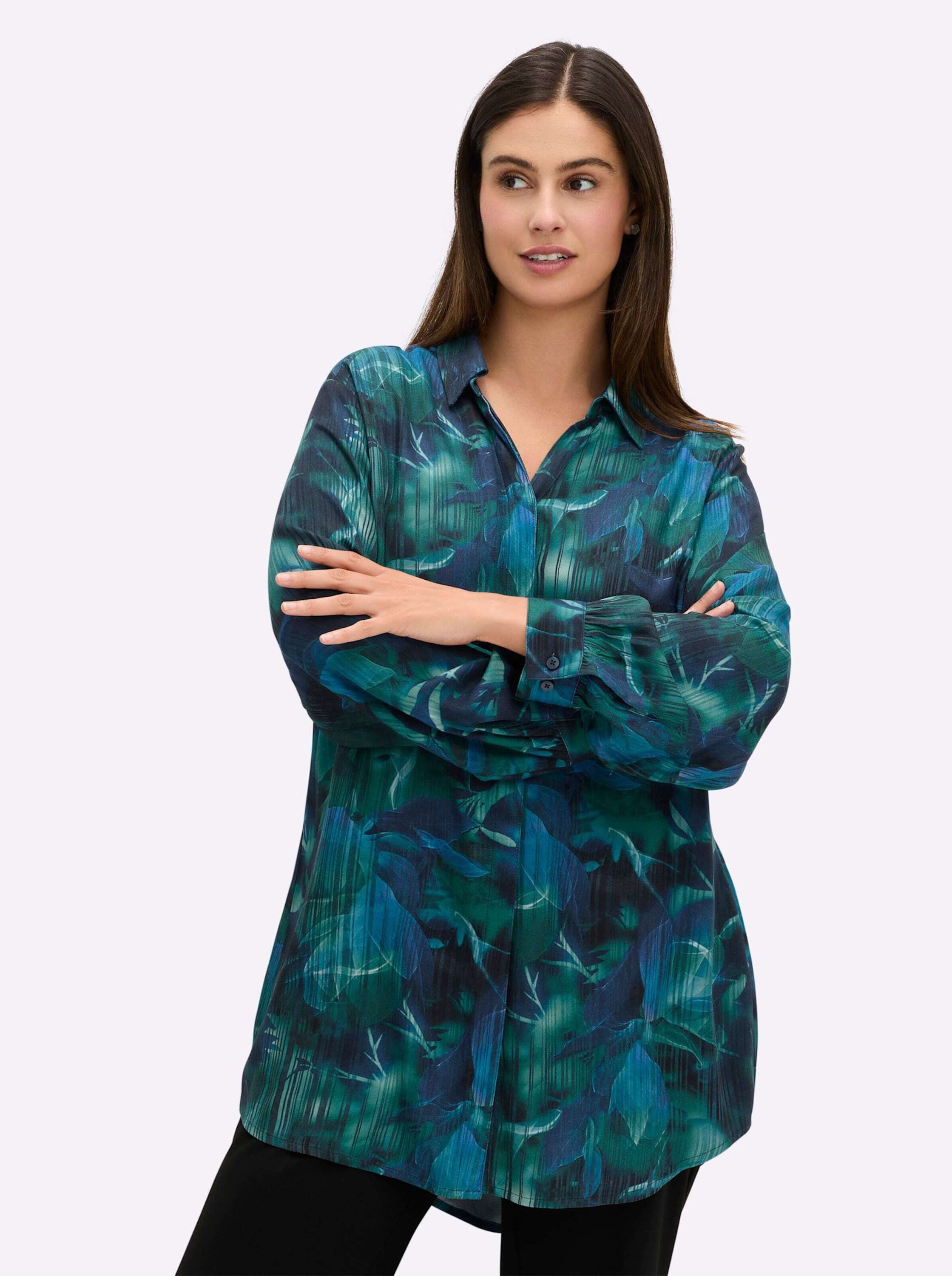 Klassische Bluse Longbluse Langarm