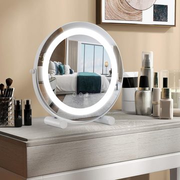 KOMFOTTEU Kosmetikspiegel Schminkspiegel, mit Beleuchtung, 360° drehbar