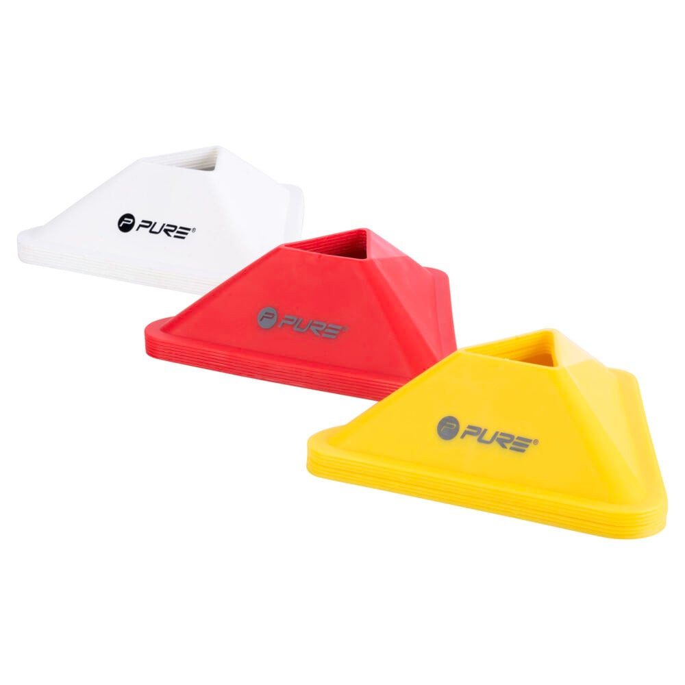 Pure 2 Improve Trainingshilfe Markierungshüte/kegel Triangle 20er Set gelb/rot/weiss