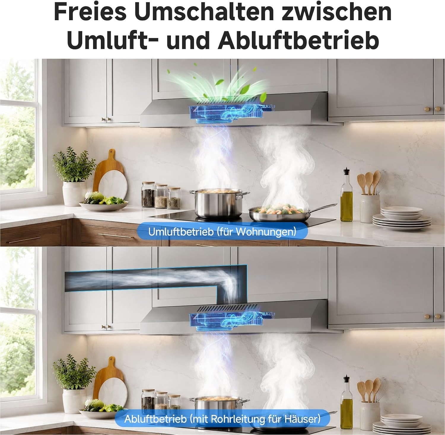 AMZCHEF Unterbauhaube TZ-CE-TF51OT60A21-AC-I2-BU Dunstabzugshaube 60cm, A++, 3 Stufen, Edelstahl – Bild 4 von 5