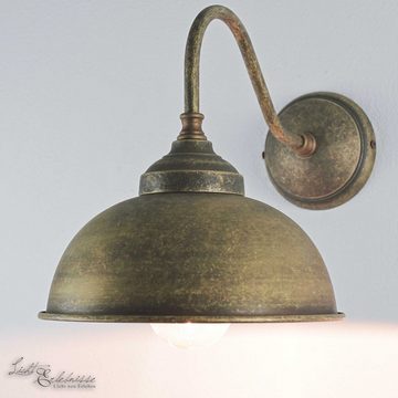 Licht-Erlebnisse Wandleuchte OSLO, ohne Leuchtmittel, Wandlampe Messing Bronze Antik Handarbeit Vintage E27 Flur Wohnzimmer