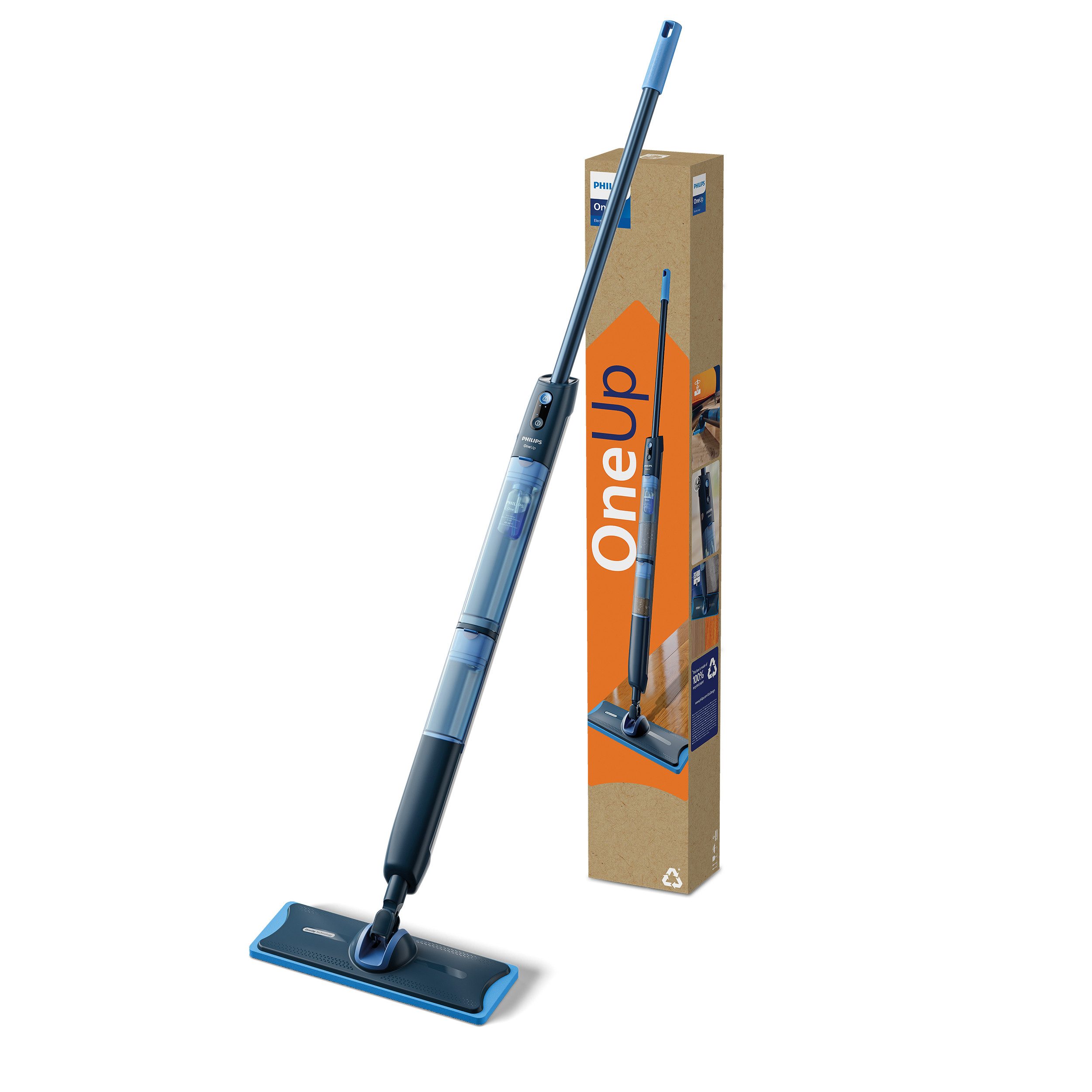 Philips Akku-Wischmopp OneUp elektrischer Wischer 5000 Series XV5113/01, 7,2 W, 70 min Akku-Laufzeit, inkl. 1 Pad und 40 ml Reiniger