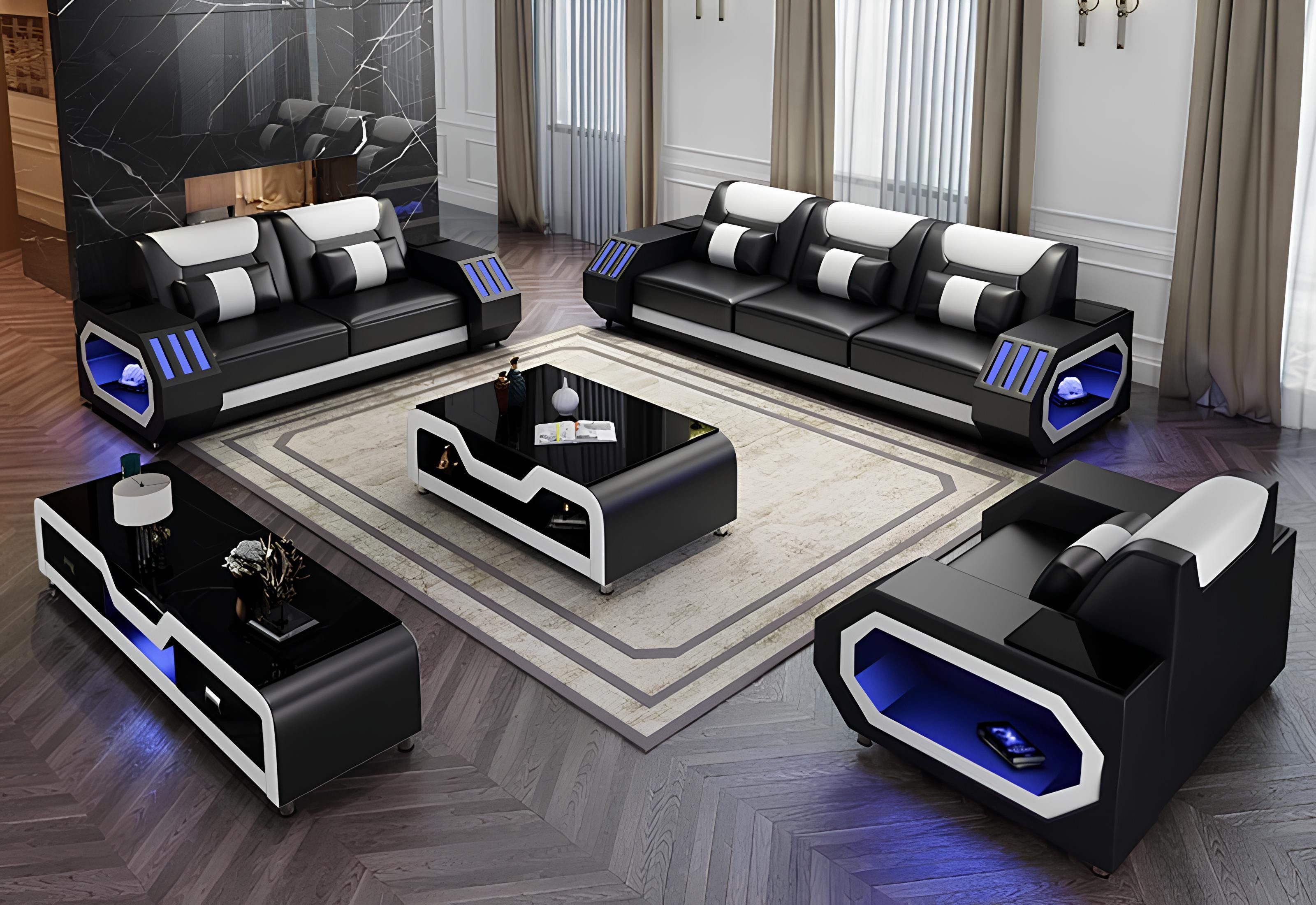 Xlmoebel Polstergarnitur Modernes Ledersofa in zeitgemäßem Design mit hohem Sitzkomfort, (3+2-Sitzer, Sofagarnitur 3+2 Sitzer), Hergestellt in Europa