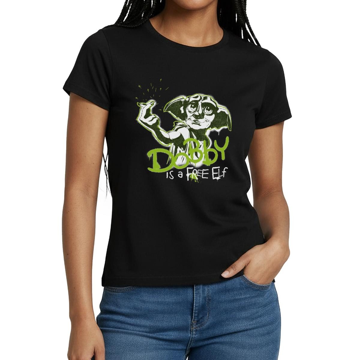 T-Shirt Harry Potter Spruch Dobby Ist Ein Freier Elf Frauen T-Shirt