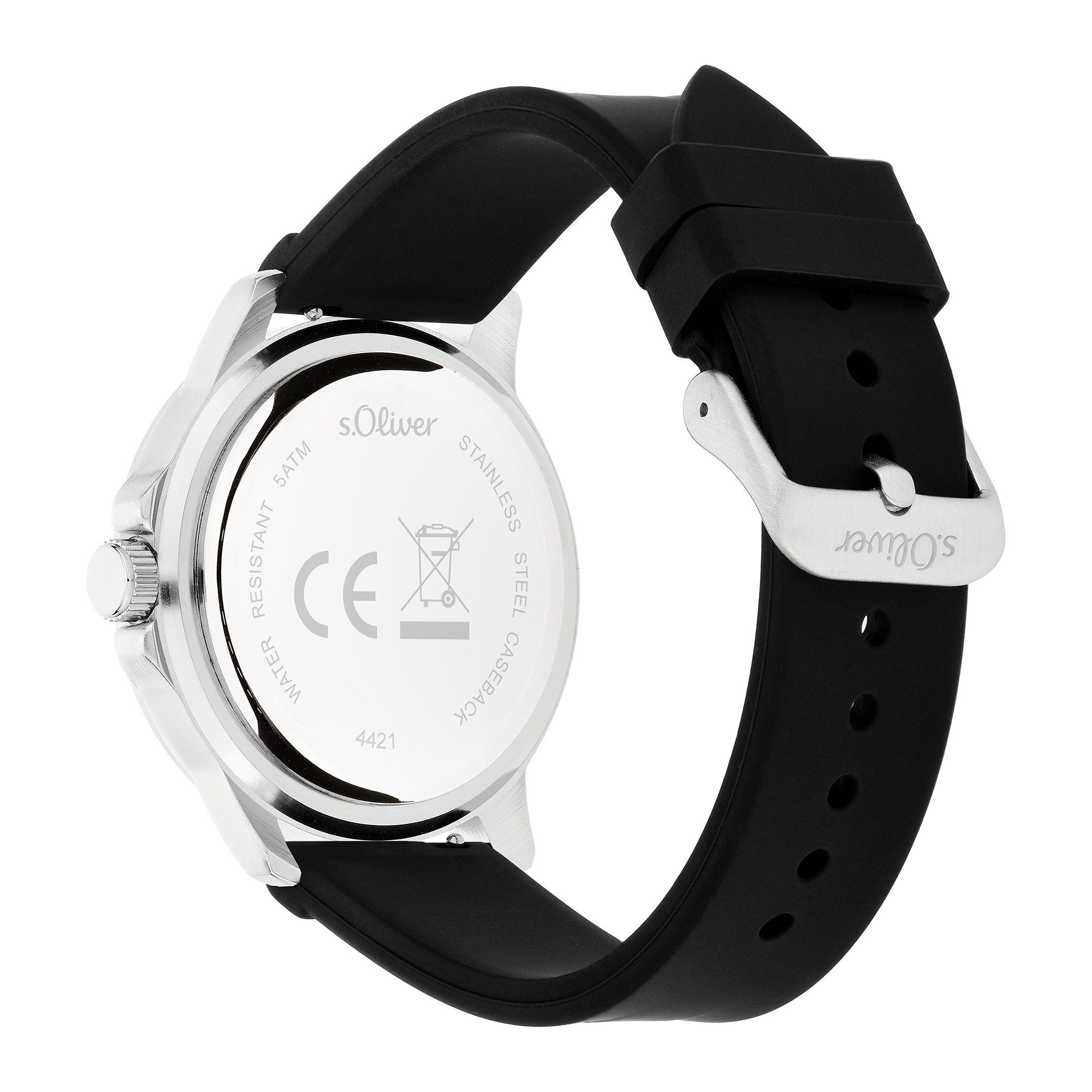 s.Oliver Quarzuhr Elegant Silicone SO-4421-PQ, Armbanduhr, Herrenuhr, Silikonarmband, analog