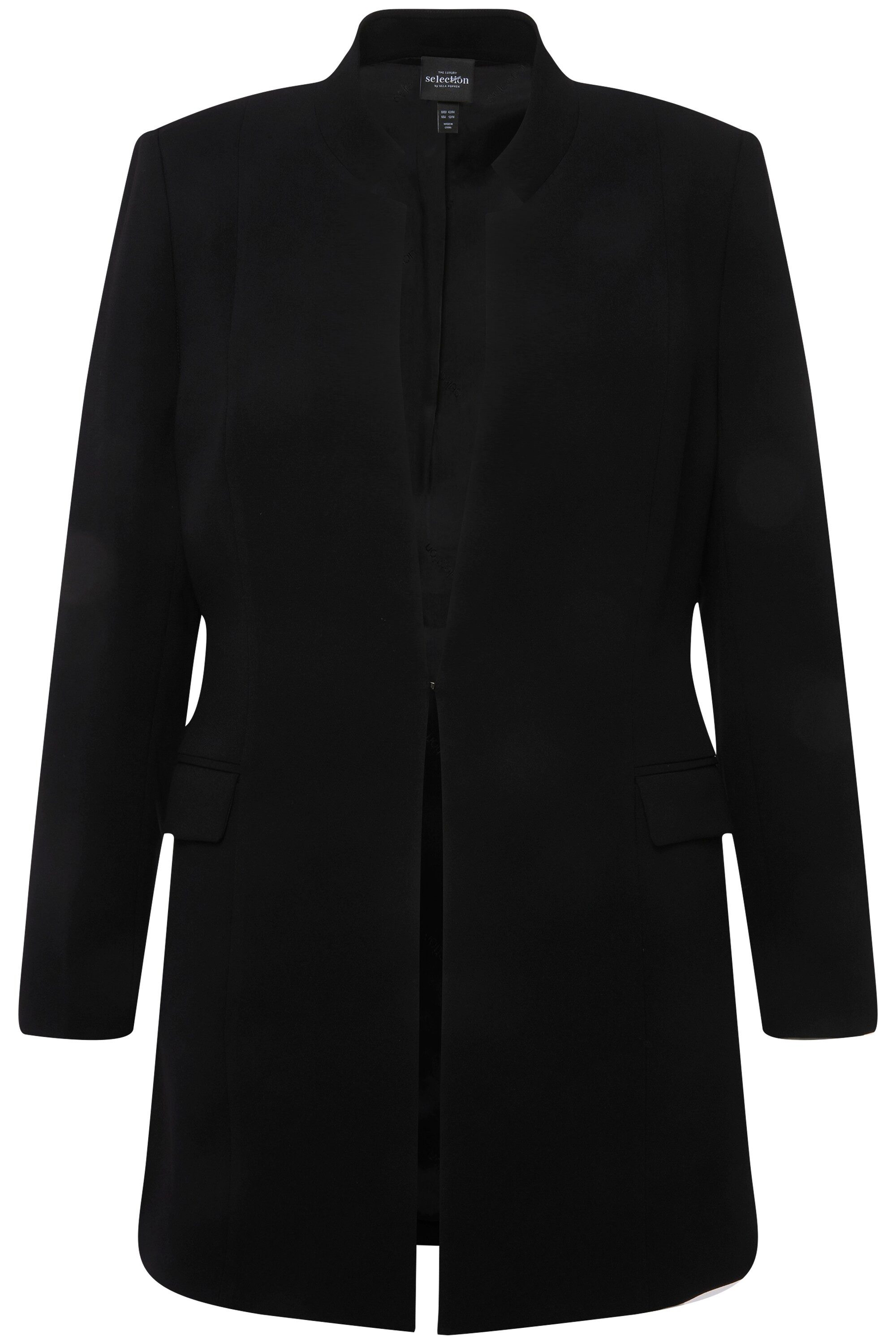 Ulla Popken Sommerjacke Acetat-Blazerjacke Stehkragen Hakenverschluss günstig online kaufen