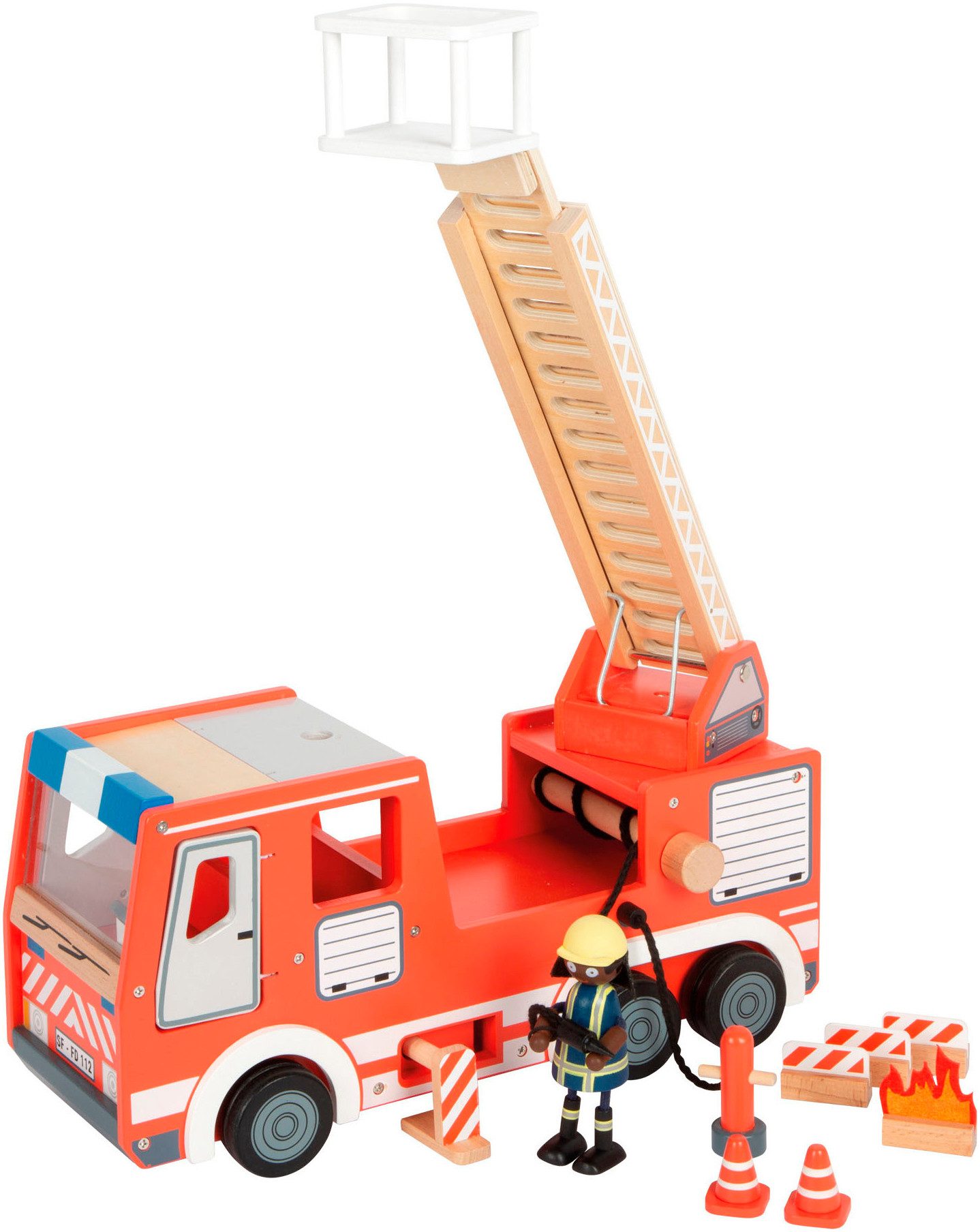Small Foot Spielzeug-Feuerwehr Feuerwehrauto für Biegepuppen