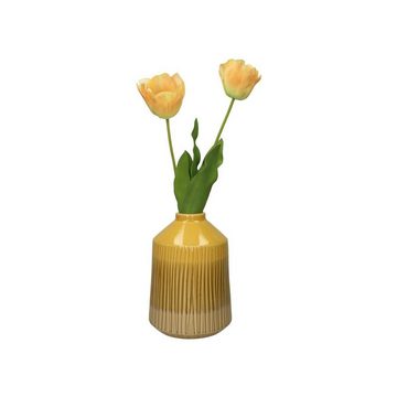Engelnburg Dekovase Engelnburg Hochwertige Blumenvase Vase Steinzeug Gelb 18x18x25.5cm (kein Set, 1er Set)