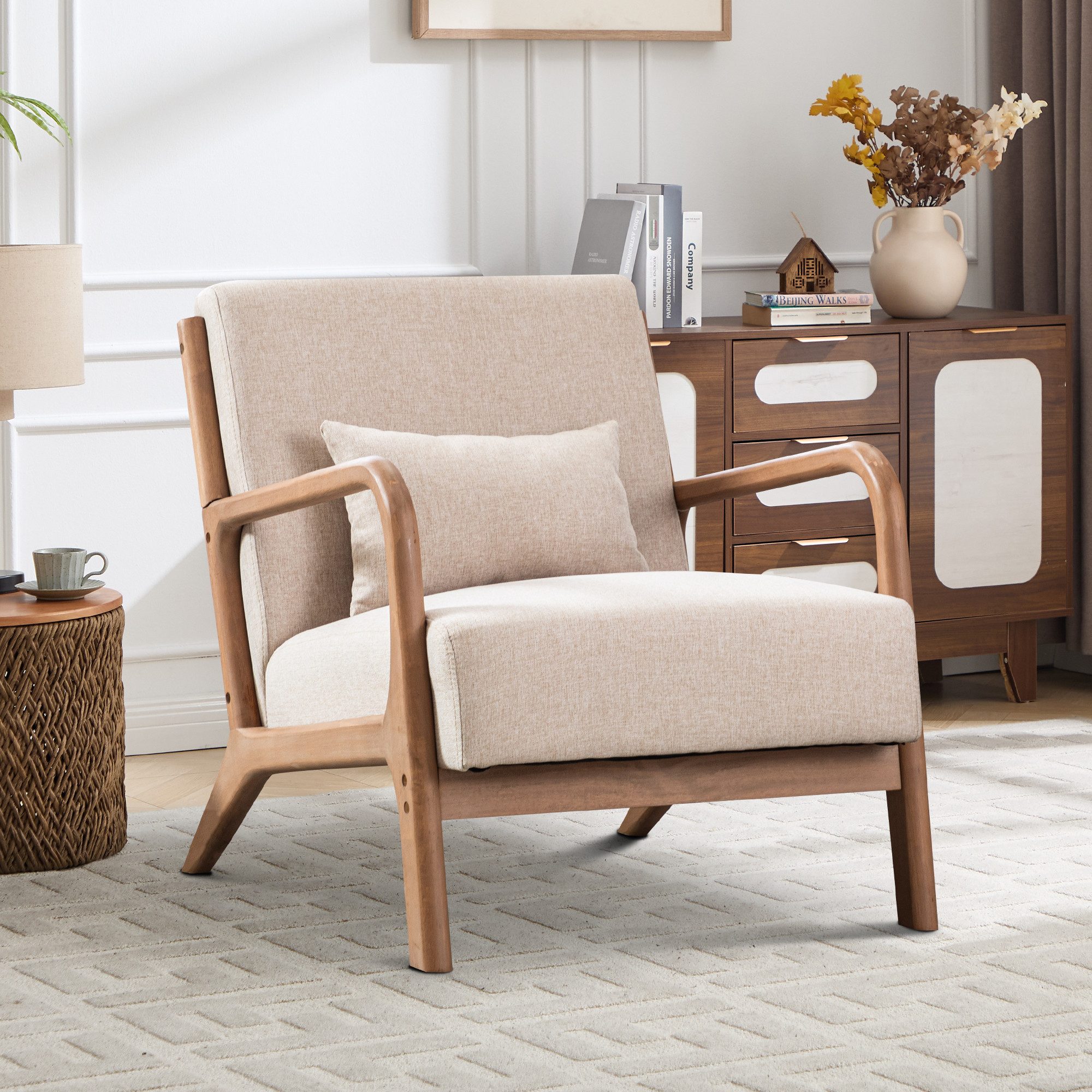 Bonzy Home Loungesessel Sessel mit Kissen&Armlehnen, Relaxsessel 150kg belastbar,Einzelsessel (1-St), Ergonomischer Sessel mit Kissen, Einzelsessel für Wohnzimmer