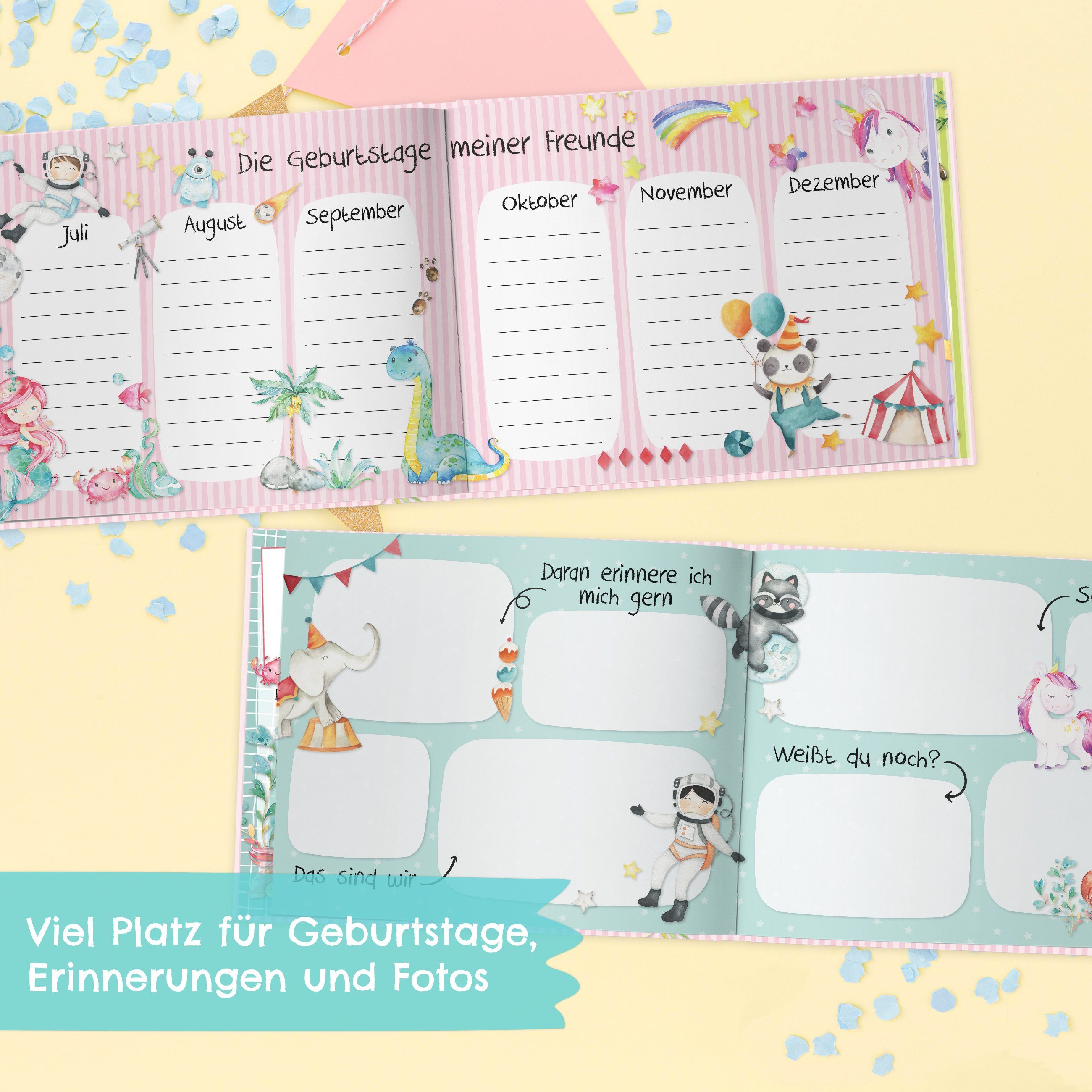PAPIERDRACHEN Tagebuch Freundebuch für Kinder - Schulfreunde