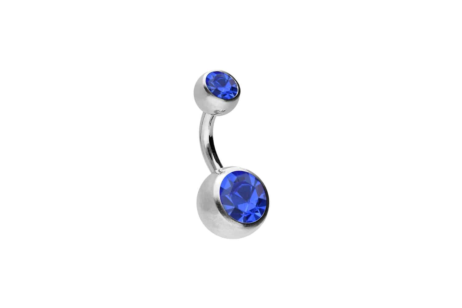 PIERCINGLINE Bauchnabelpiercing Chirurgenstahl Bananabell ZWEI KRISTALLE (Bananabells, 1-tlg)