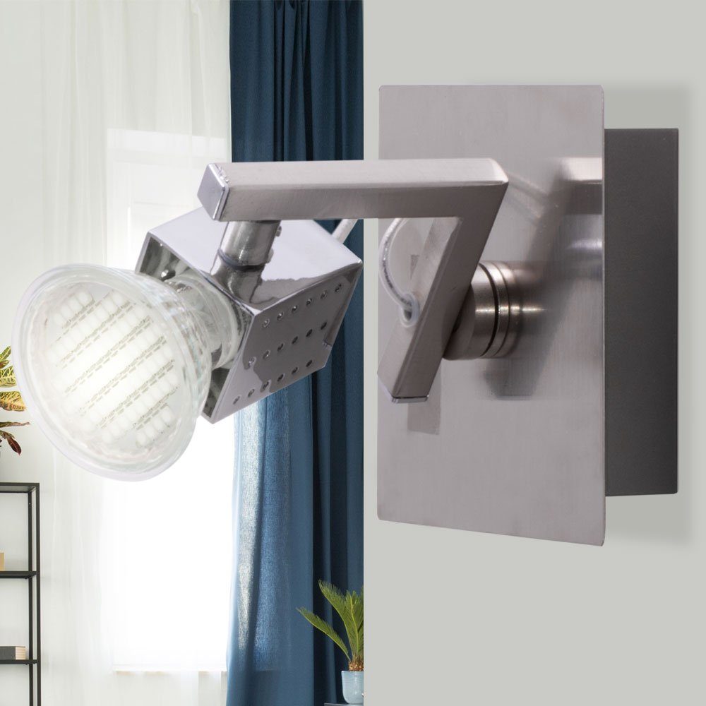 verstellbar LED Chrom Globo LED Leuchte Wandleuchte, Spot Warmweiß, inklusive, Wand Zimmer Wohn Strahler Leuchtmittel