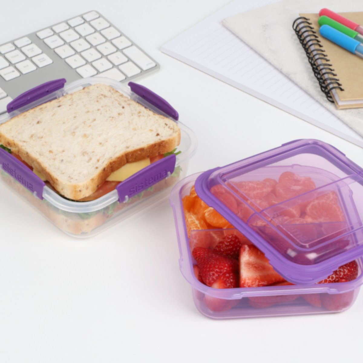 sistema Aufbewahrungsbox »Lunchbox Stack 1.24l, transparent-lila