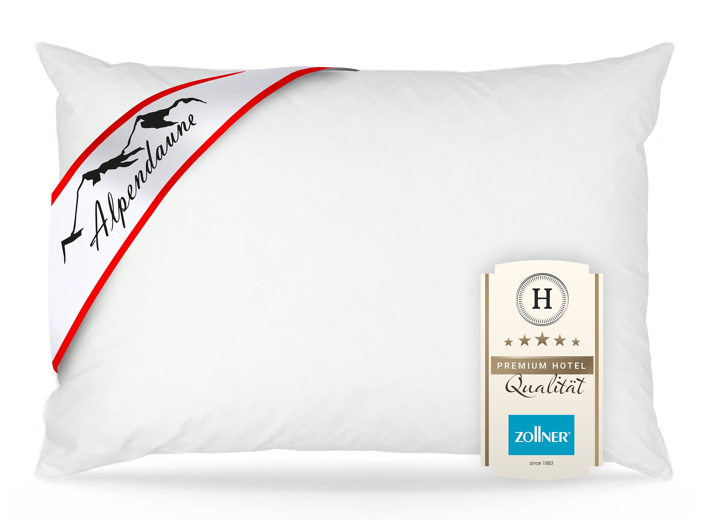ZOLLNER Kopfkissen, Füllung: 80% Feder, 20% Daunen, Seitenschläfer, Rückenschläfer, Bauchschläfer, 60 x 80 cm, 80% Federn, 20% Daunen, vom Hotelwäschespezialisten, weich