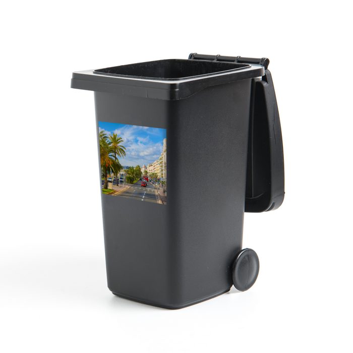 MuchoWow Wandsticker Frankreich - Nizza - Palme (1 St) Mülleimer-aufkleber Mülltonne Sticker Container Abfalbehälter
