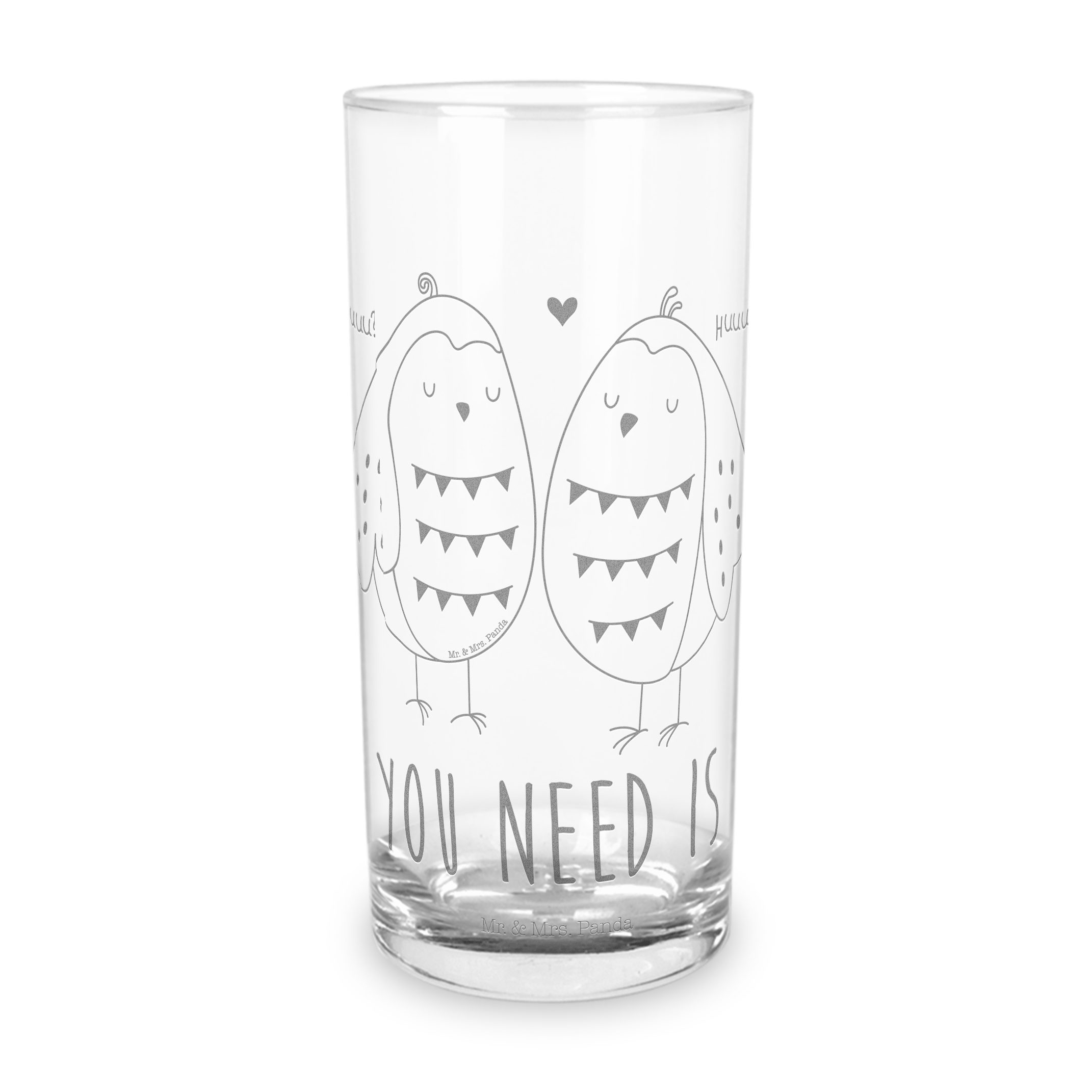 Mr. & Mrs. Panda Glas 200 ml Eulen Liebe - Transparent - Geschenk, Liebe Spruch, Freund, Gl, Premium Glas, Magische Gravuren