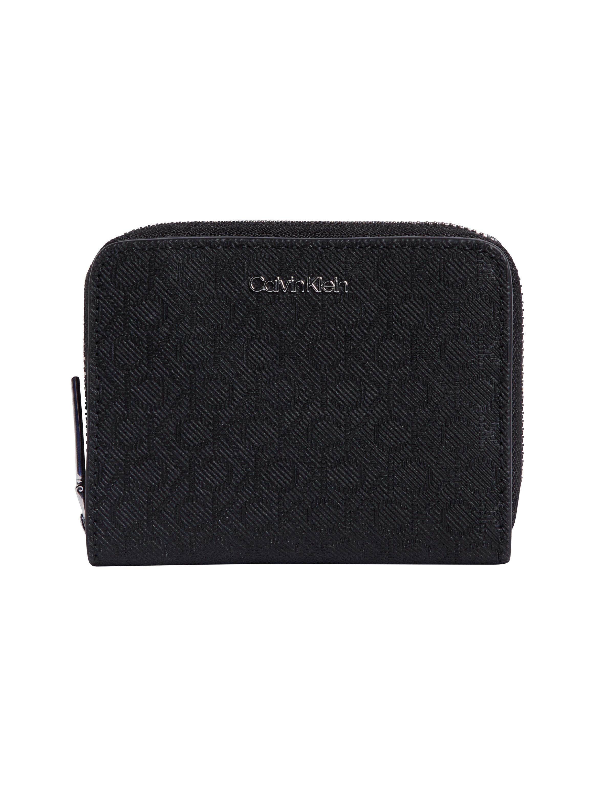 Calvin Klein Geldbörse CK MUST AOP MD ZIP AROUND W FLAP, Damen Geldbeutel, Portemonnaie mit Monogramm-Logomuster