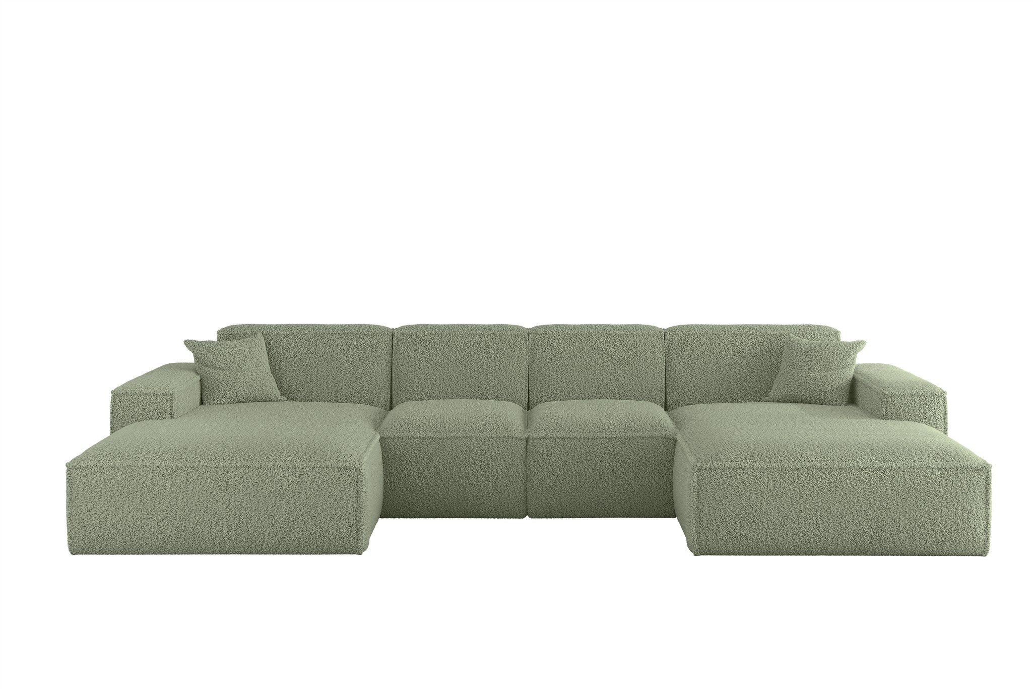 Fun Möbel Wohnlandschaft Sofa U-Form FUN PEREZ PREMIUM XS in Stoff Sven (342 cm), Rundumbezug, inkl. 2 Zierkissen