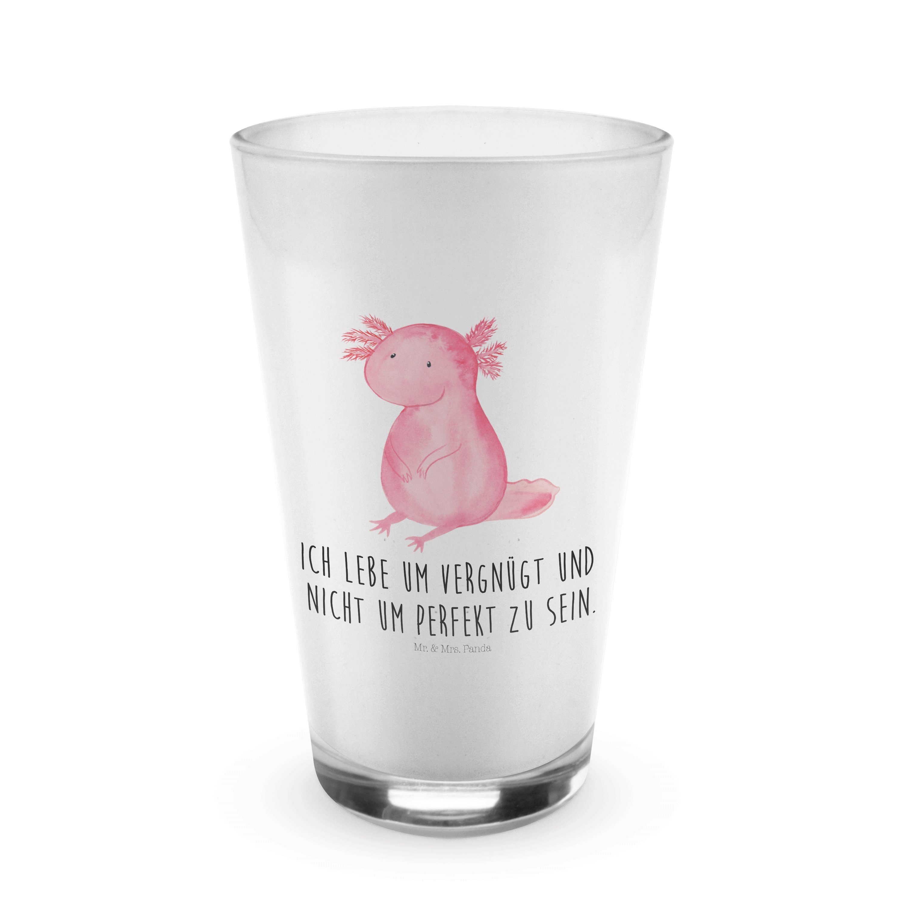 Mr. & Mrs. Panda Glas Axolotl - Transparent - Geschenk, Glas, zufrieden, Cappuccino Glas, M, Premium Glas