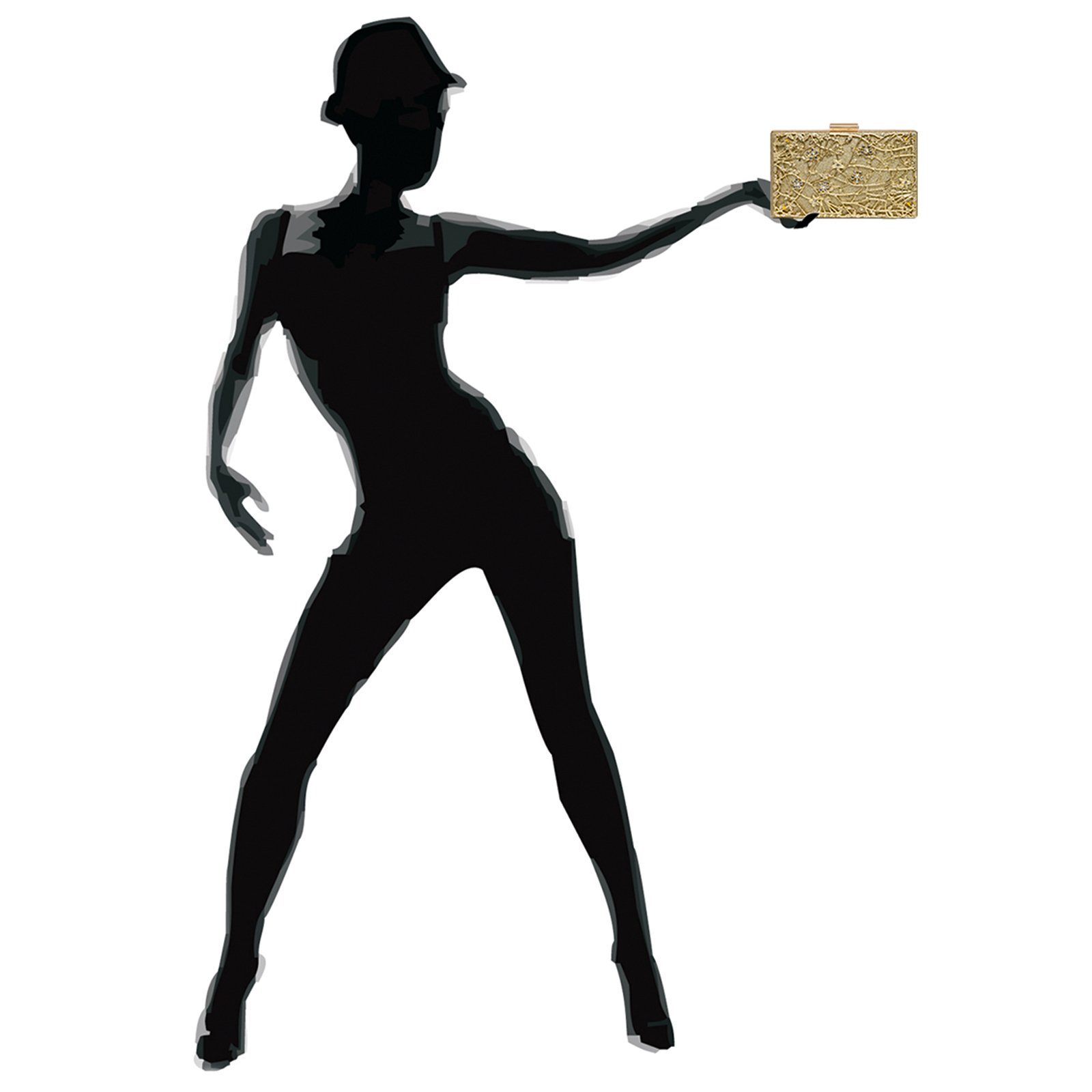 Caspar Clutch TA528 außergewöhnliche elegante Damen Box Clutch mit floralem Metalldekor