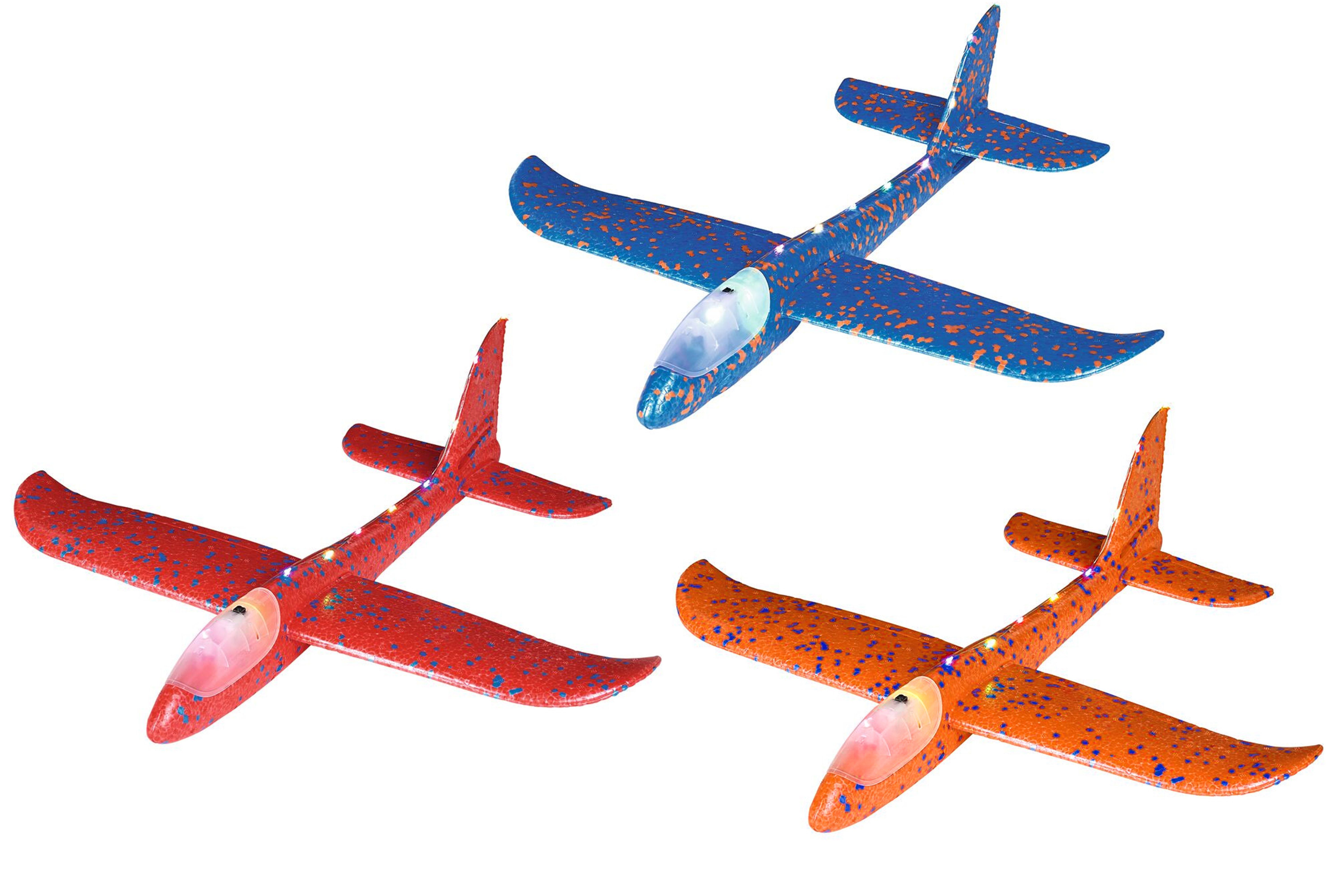 ELLUG Spielzeug-Segelflieger großes XXL Segelflugzeug Segelflieger aus Styropor mit LED Beleuchtung 49*48*12,5cm Flugzeug Flieger Outdoor-Sport Wurf-Spielzeug