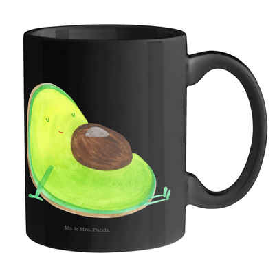 Mr. & Mrs. Panda Tasse Avocado Schwangerschaft - Schwarz - Geschenk, Kaffeetasse, Gesund, Ba, Keramik Schwarz, Langlebige Designs