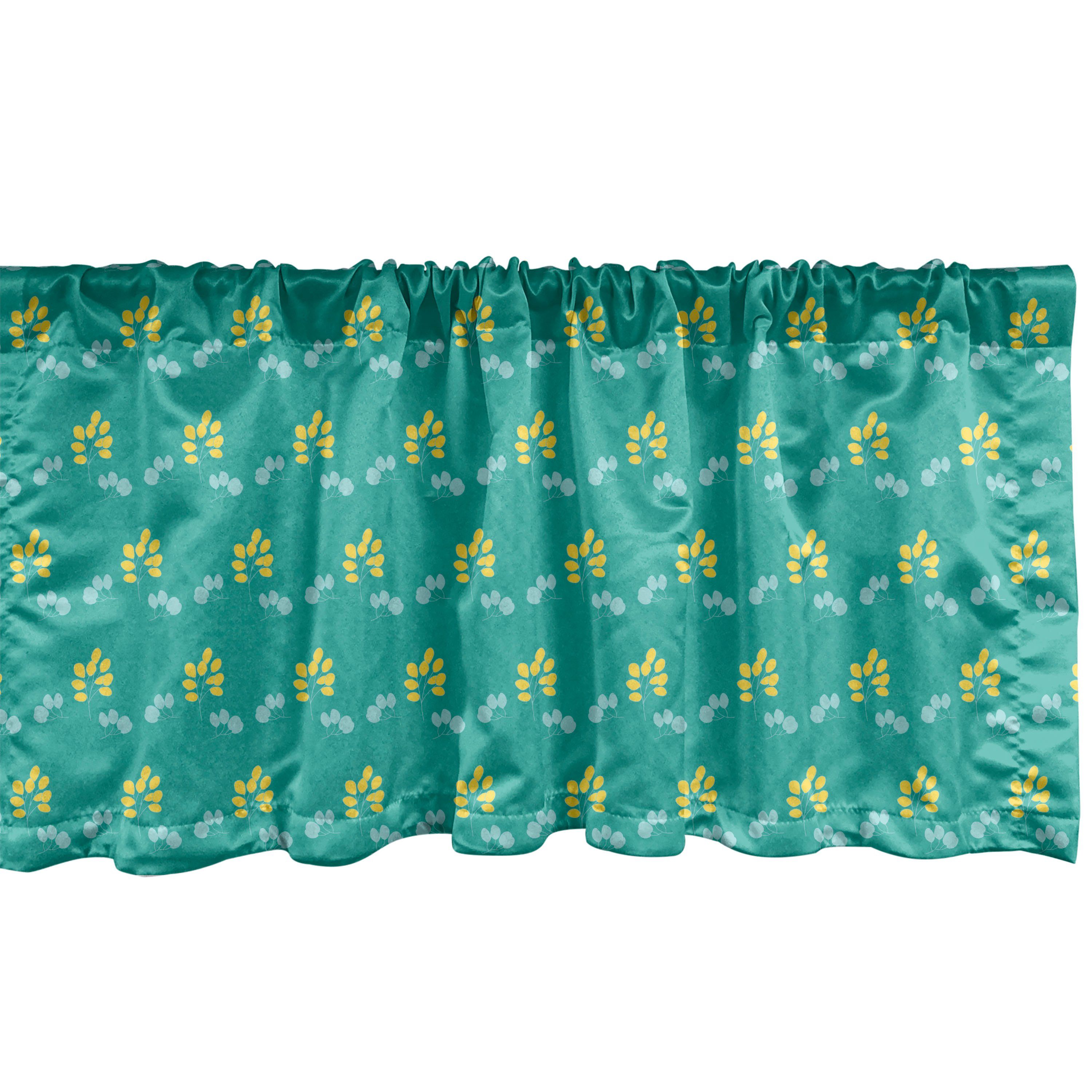 Scheibengardine Vorhang Volant für Küche Schlafzimmer Dekor mit Stangentasche, Abakuhaus, Microfaser, Blumen Abstrakte Blume Botanik Reisig