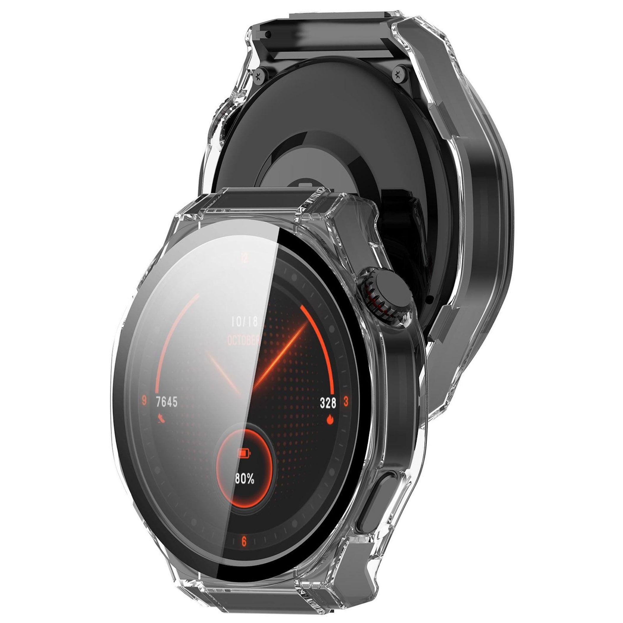 Wigento Smartwatch-Hülle Für Honor Watch 5 Ultra Kunststoff Schutzhülle + 9H Glas Transparent, Schutzhülle aus PC + Hart Glas für Rundumschutz