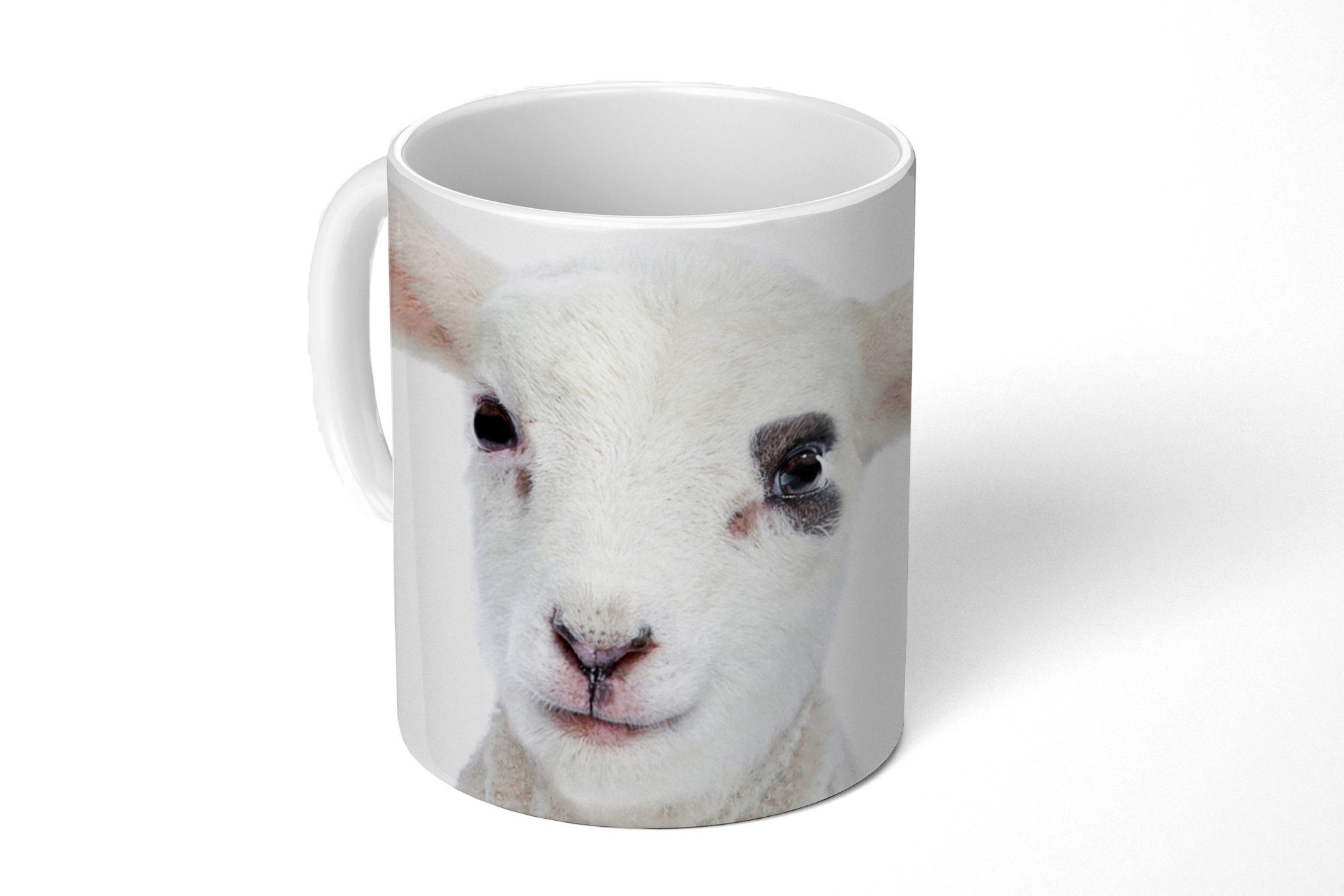 MuchoWow Tasse Lamm - Weiß - Tiere - Natur, Keramik, Kaffeetassen, Teetasse, Becher, Teetasse, Geschenk | Tassen
