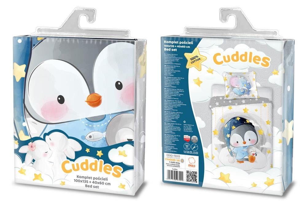 FARO pln Babybettwäsche Baby Bettwäsche "Pinguin mit Schlafmütze" 100x135cm günstig online kaufen