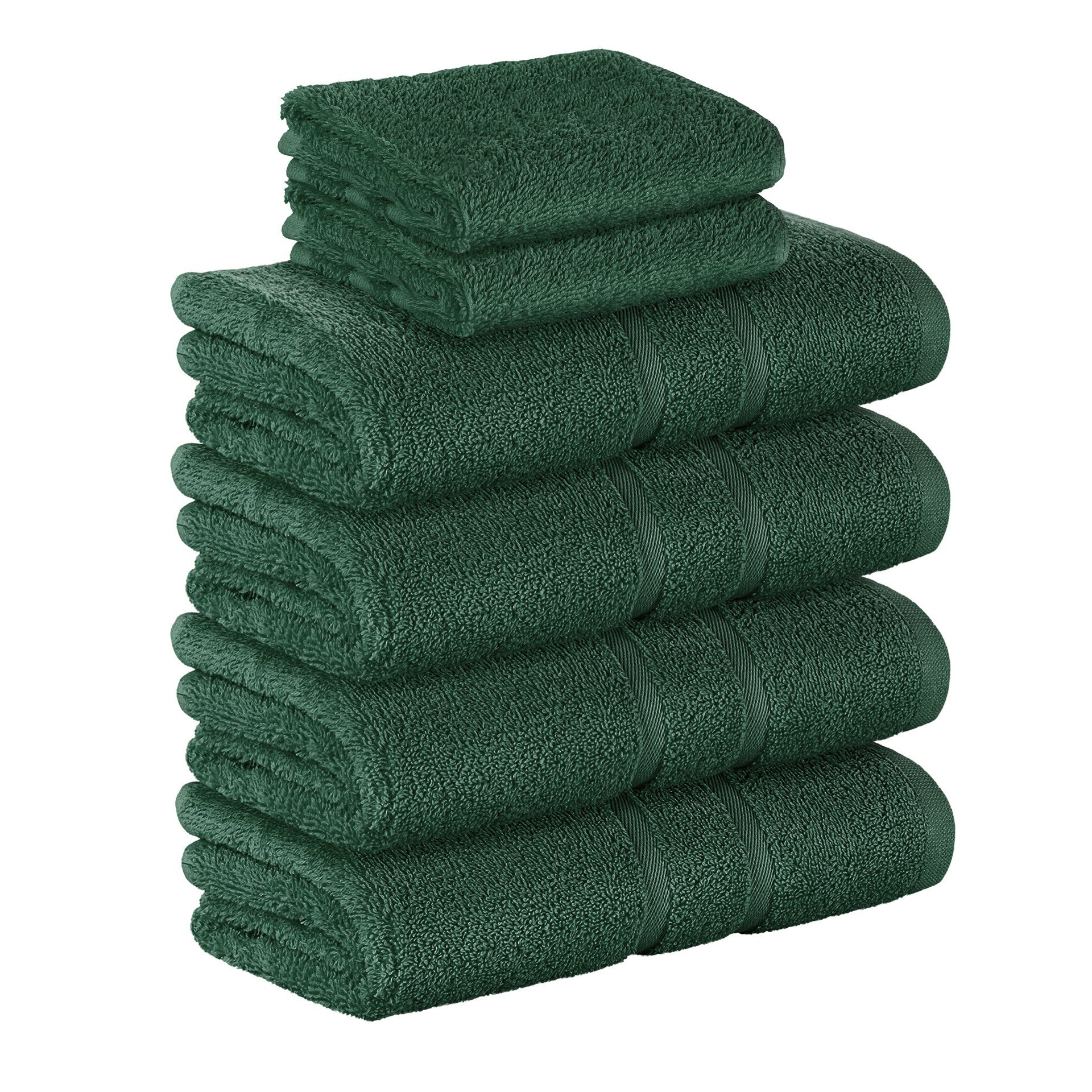 StickandShine Handtuch Set 2x Gästehandtuch 4x Handtücher als SET in verschiedenen Farben (6 Teilig) 100% Baumwolle 500 GSM Frottee 6er Handtuch Pack, 100% Baumwolle 500 GSM Dunkelgrün