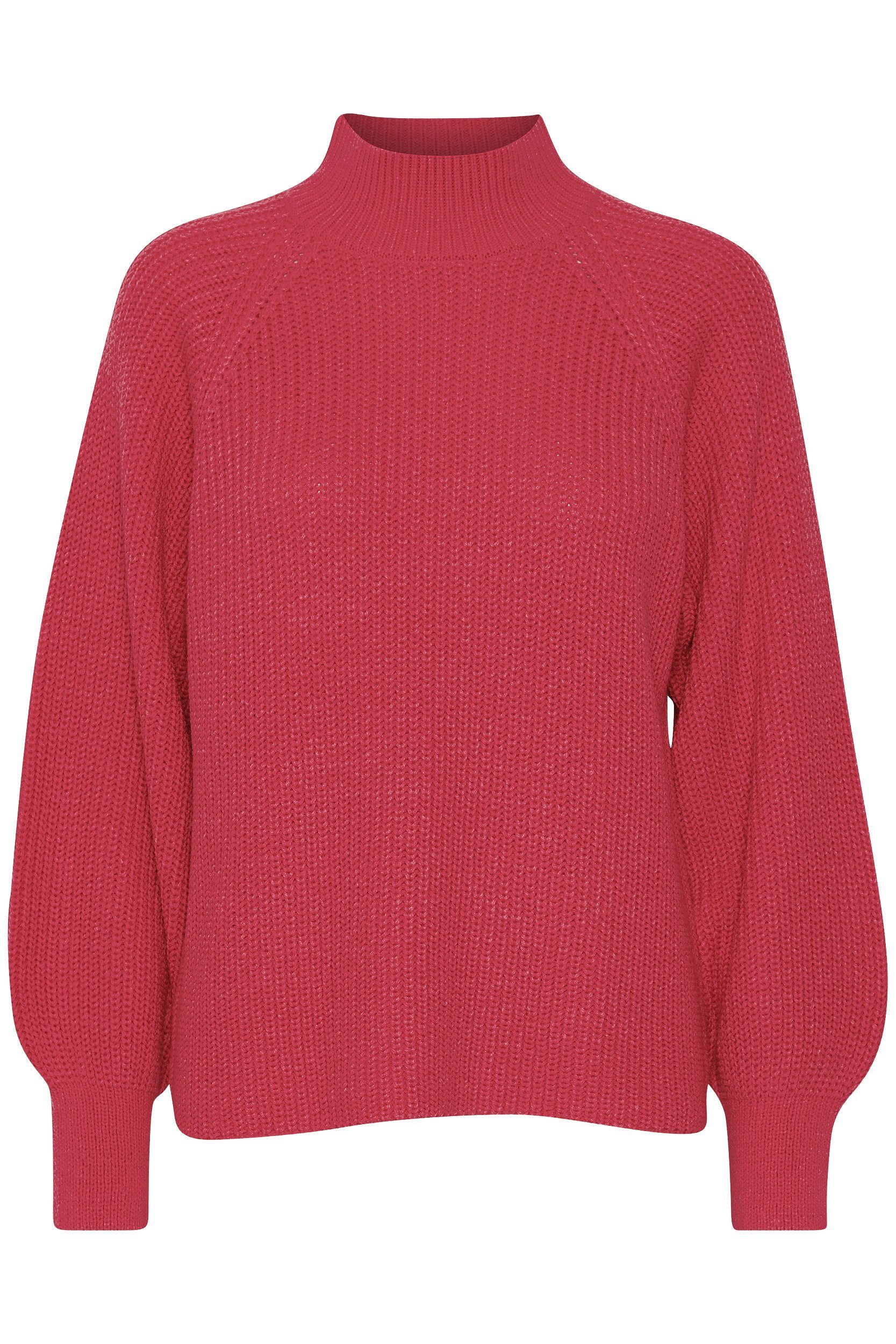 Strickpullover Grobstrick mit Ballonärmeln mit Kragen