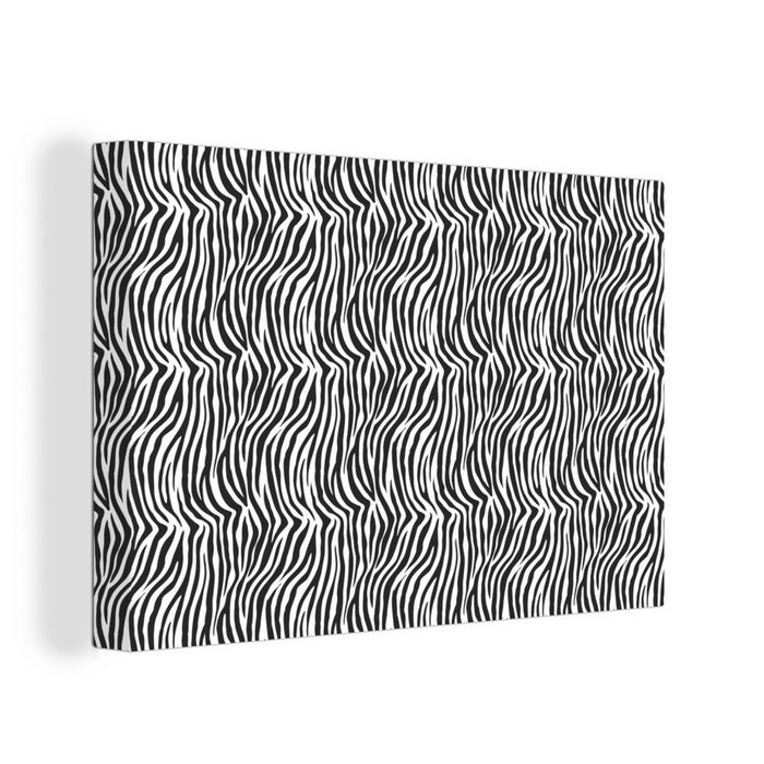 OneMillionCanvasses® Leinwandbild Tiermuster - Zebra - Schwarz - Weiß (1 St) Wandbild Leinwandbilder Aufhängefertig Wanddeko