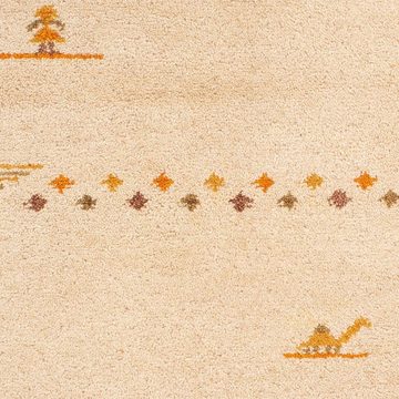 Wollteppich Gabbeh - Indus - 120 x 70 cm - beige, morgenland, rechteckig, Höhe: 18 mm, Wohnzimmer, Handgeknüpft, Einzelstück mit Zertifikat