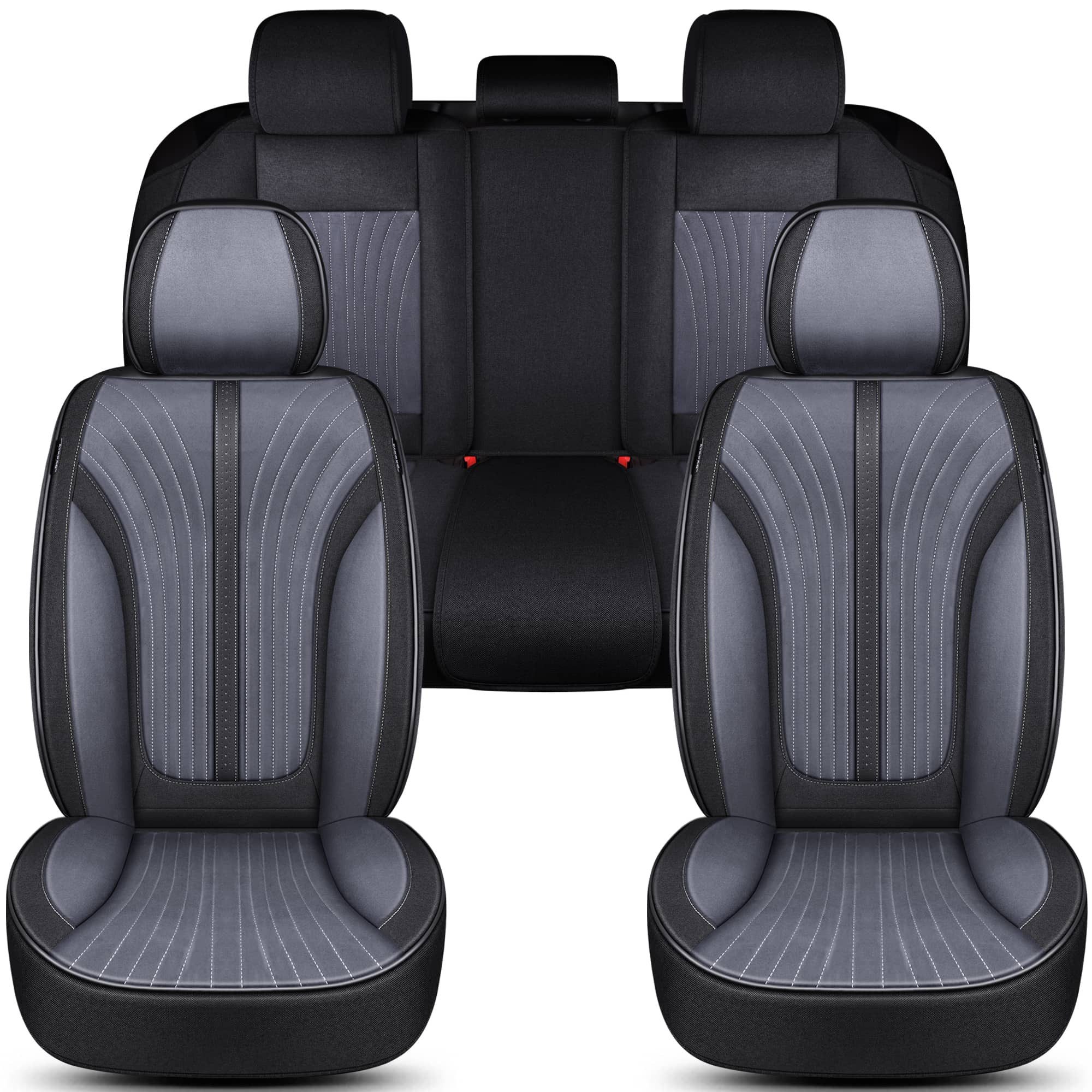 BREMER SITZBEZÜGE Autositzbezug für Seat Leon Bj 1999-05 (FV1), Set, 2-tlg., Komplettset Vorne und Hinten, in Schwarz/Grau