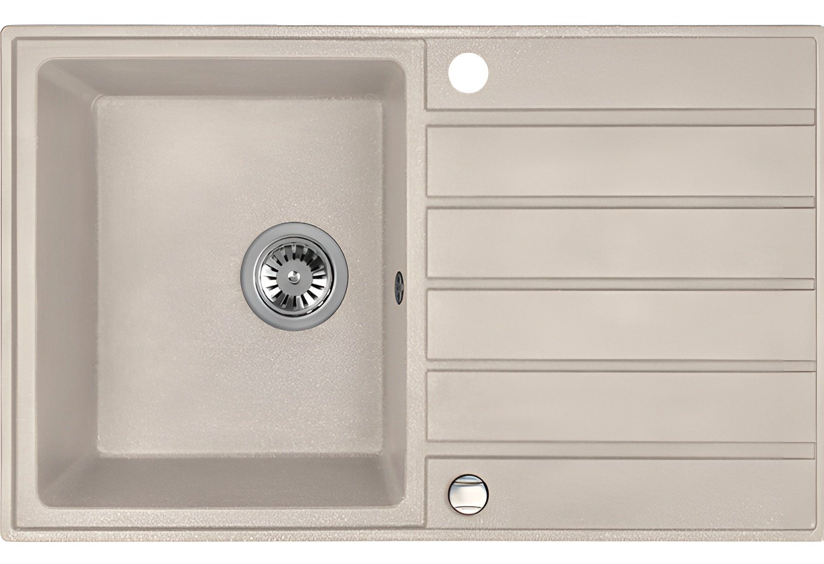 KOLMAN Küchenspüle Einzelbecken Margarita Granitspüle, Rechteckig, 49/79 cm, Beige, Space Saving Siphon GRATIS