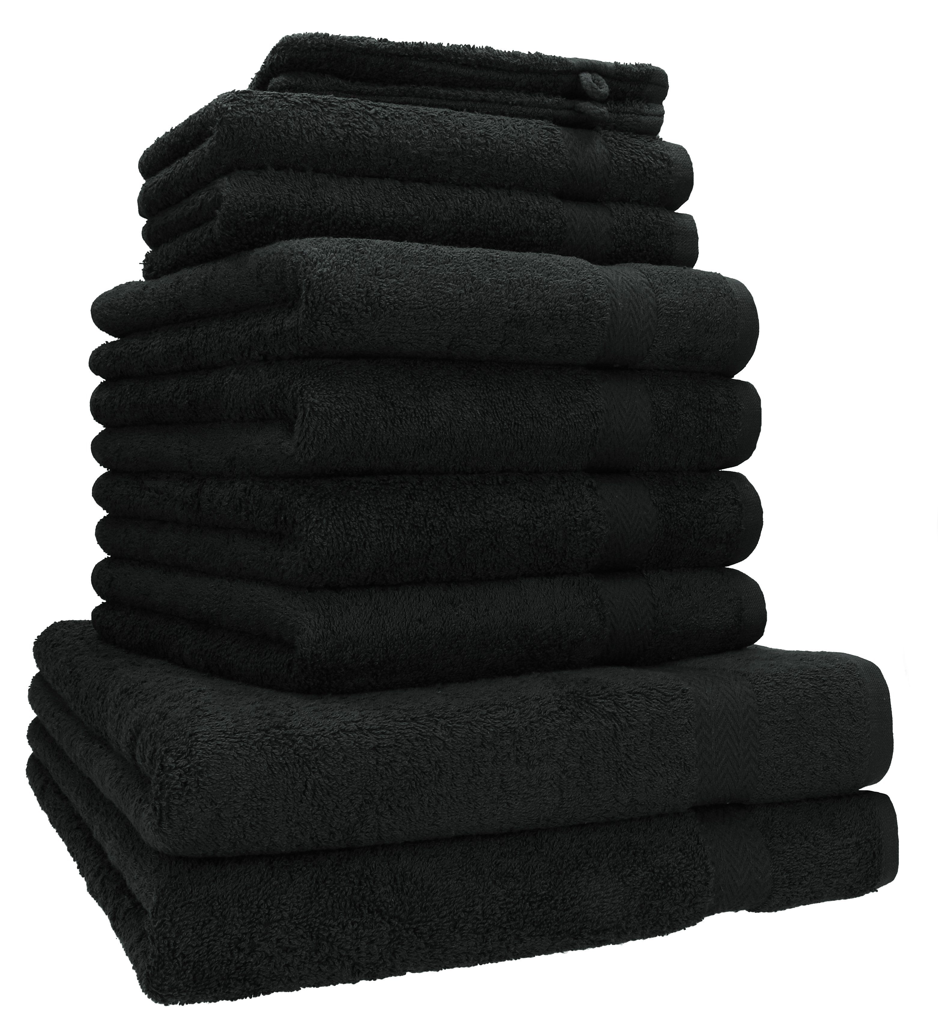 Betz Handtuch Set 10-tlg. Handtuch-Set PREMIUM 100% Baumwolle, 100% Baumwolle, (10-tlg) schwarz
