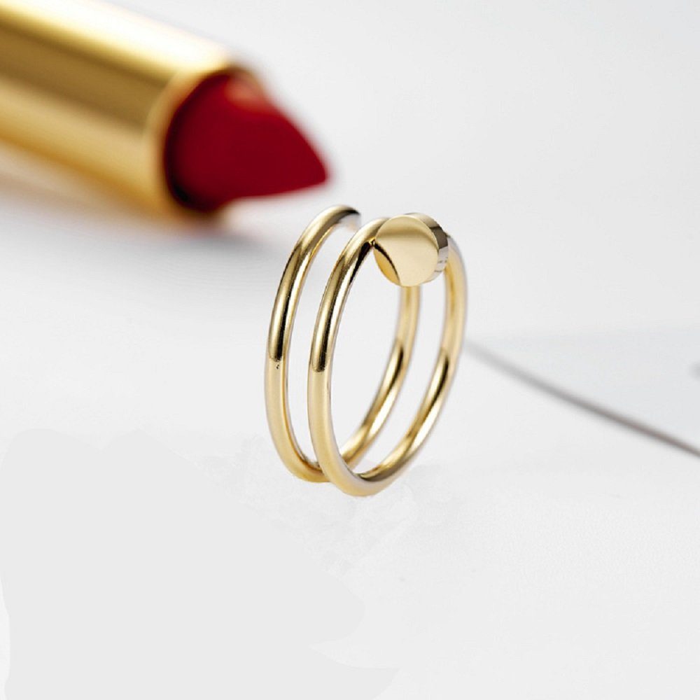 Eyecatcher Fingerring Nagel Ring Gold Handwerker Ring, oder Ring, Handwerker Schmuck Rosé Nagel