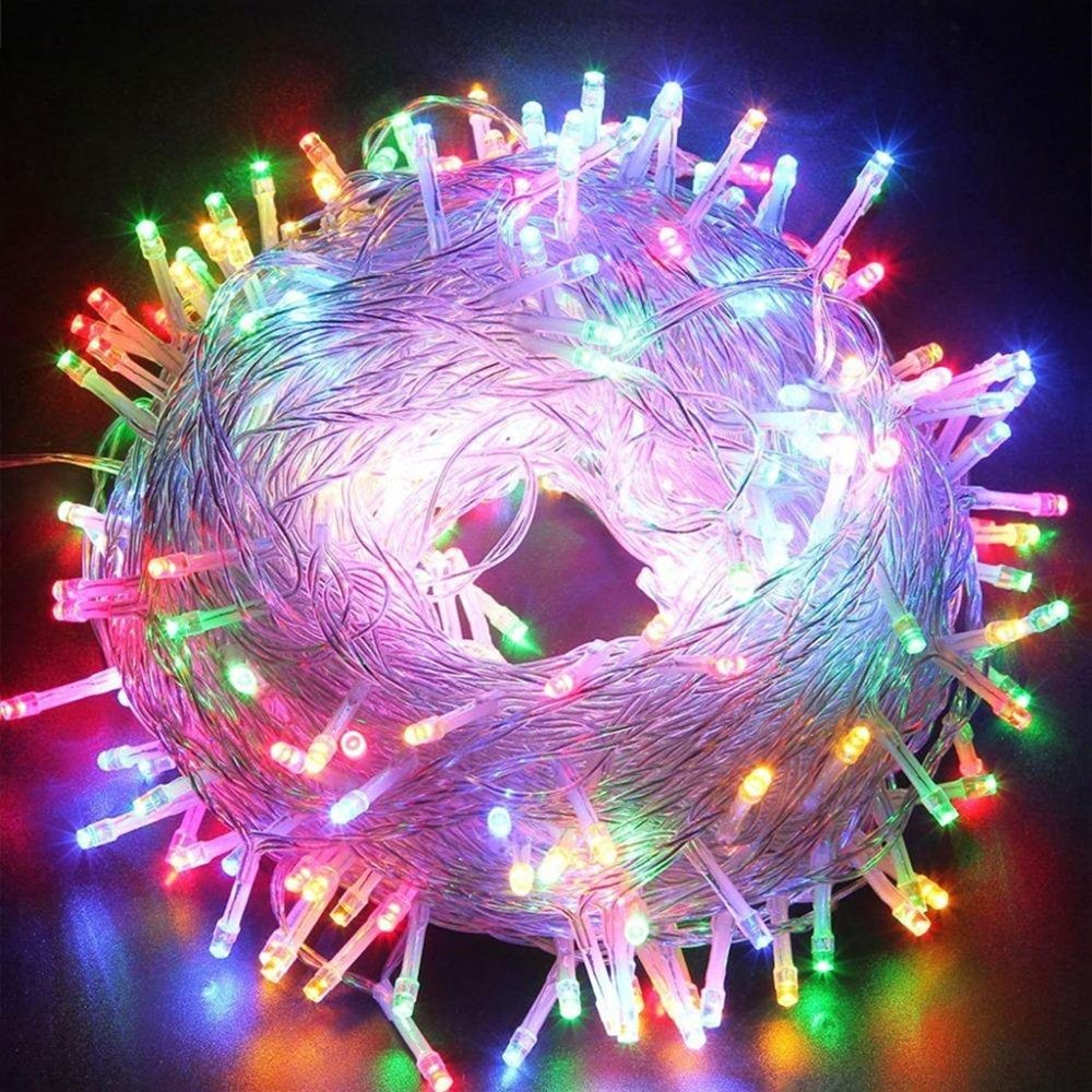 Sunicol LED-Lichterkette Wasserdicht, Weihnachten Außen Innen Party Beleuchtung Deko, 10-100M, 8 Modi Lichterkette für DIY Schlafzimmer Party Garten Hochzeit Deko Mehrfarbig