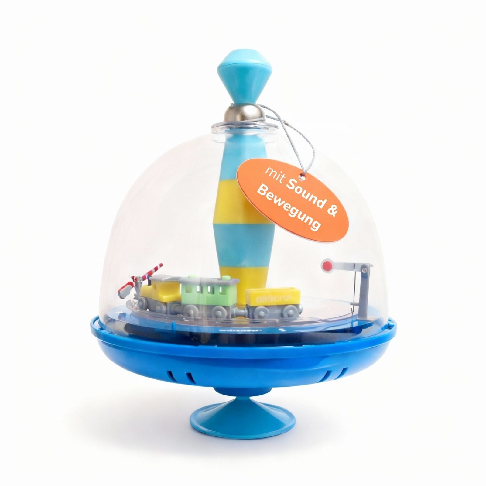 alldoro Brummkreisel Eisenbahn-Panoramakreisel mit Sound für Kinder ab 18 Monate, Interaktives Motorikspielzeug, batteriebetrieben, bewegliche Elemente