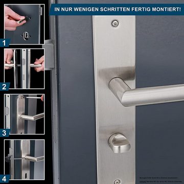 Alpertec Türbeschlag Türbeschlag Langschild - Renovierungsgarnitur ES für WC/Badtüren (1 St), Edelstahl satiniert