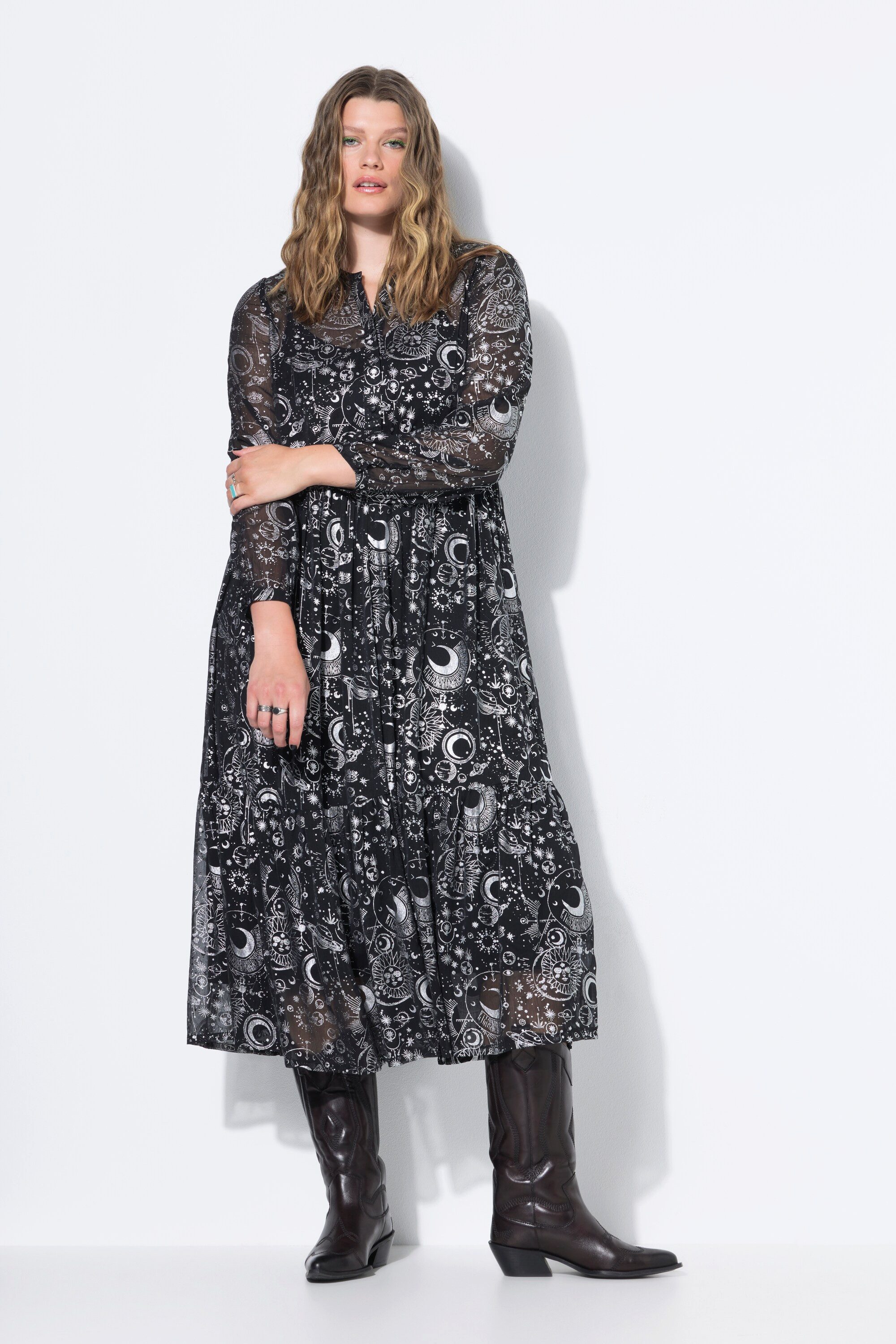 Jerseykleid Maxikleiddoppellagig Astroprint