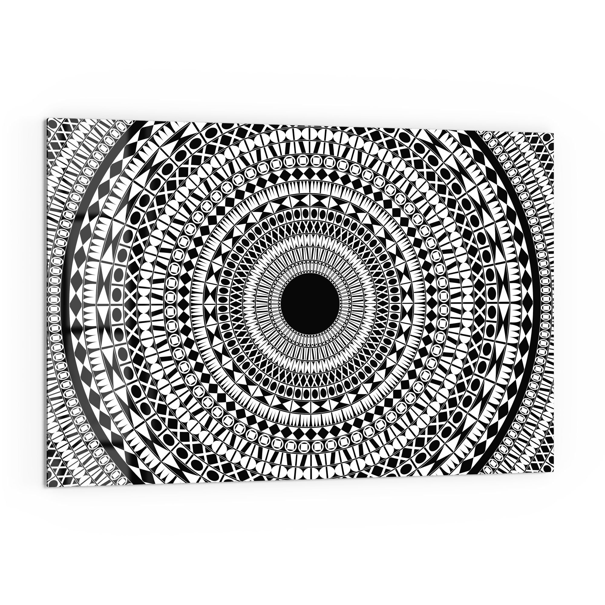 DEQORI Küchenrückwand 'Kreisförmiges Mandala', Glas Spritzschutz Badrückwand Herdblende
