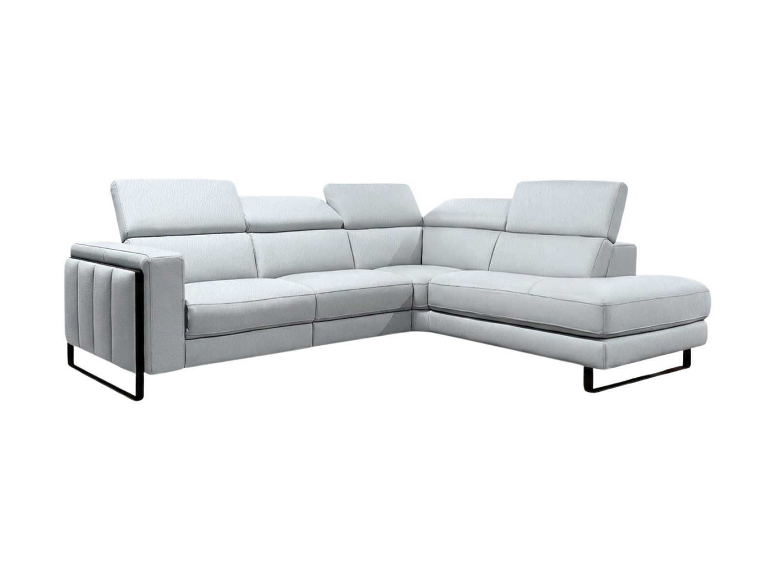 Villa Möbel Ecksofa Marchesi, L-Form 1 Teile, Echtleder-Ecksofa mit Kopfteilverstellung fürs Wohnzimmer